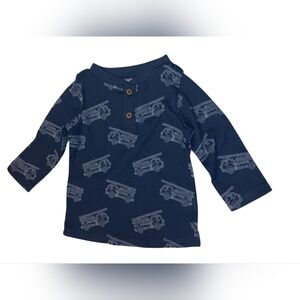 First Impressions Navy Long Sleeve Tee with Truck Pattern